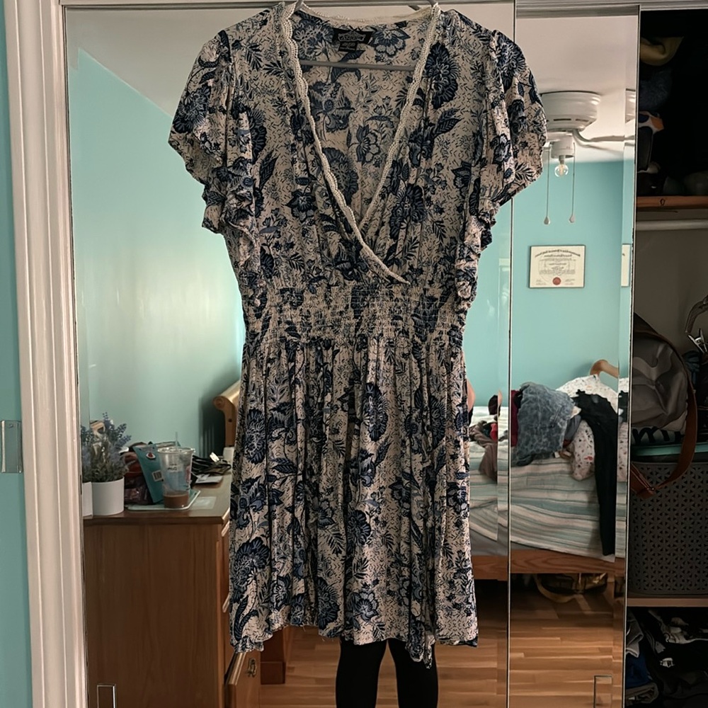Blue and cream floral dress
